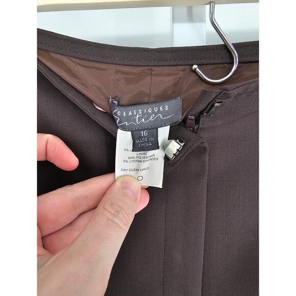 Classiques Entier Brown Polyester Blend High-Rise Straight-Leg Pants Size 16 - Picture 3 of 5